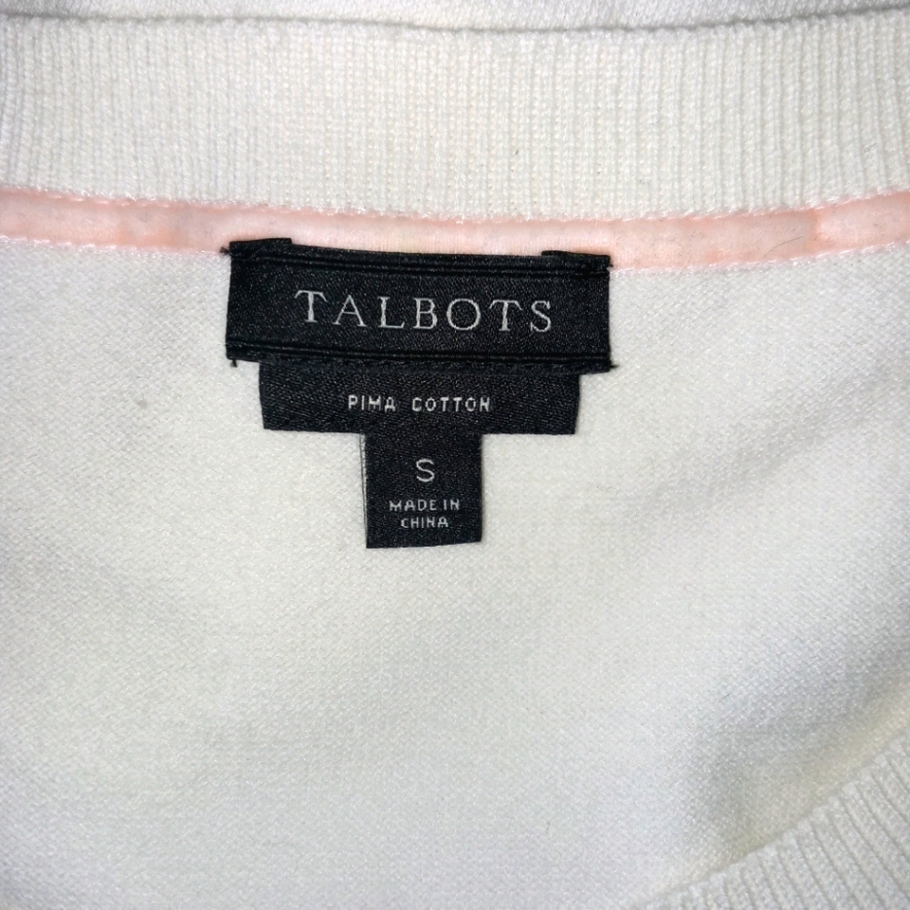 TALBOTS WOMEN CARDIGAN SWEATER SMALL PIMA COTTON - Picture 3 of 7